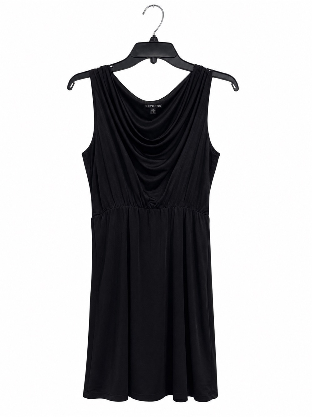 Express Little Black Dress Medium Sleeveless Cowl Neck Lined Stretch Waist